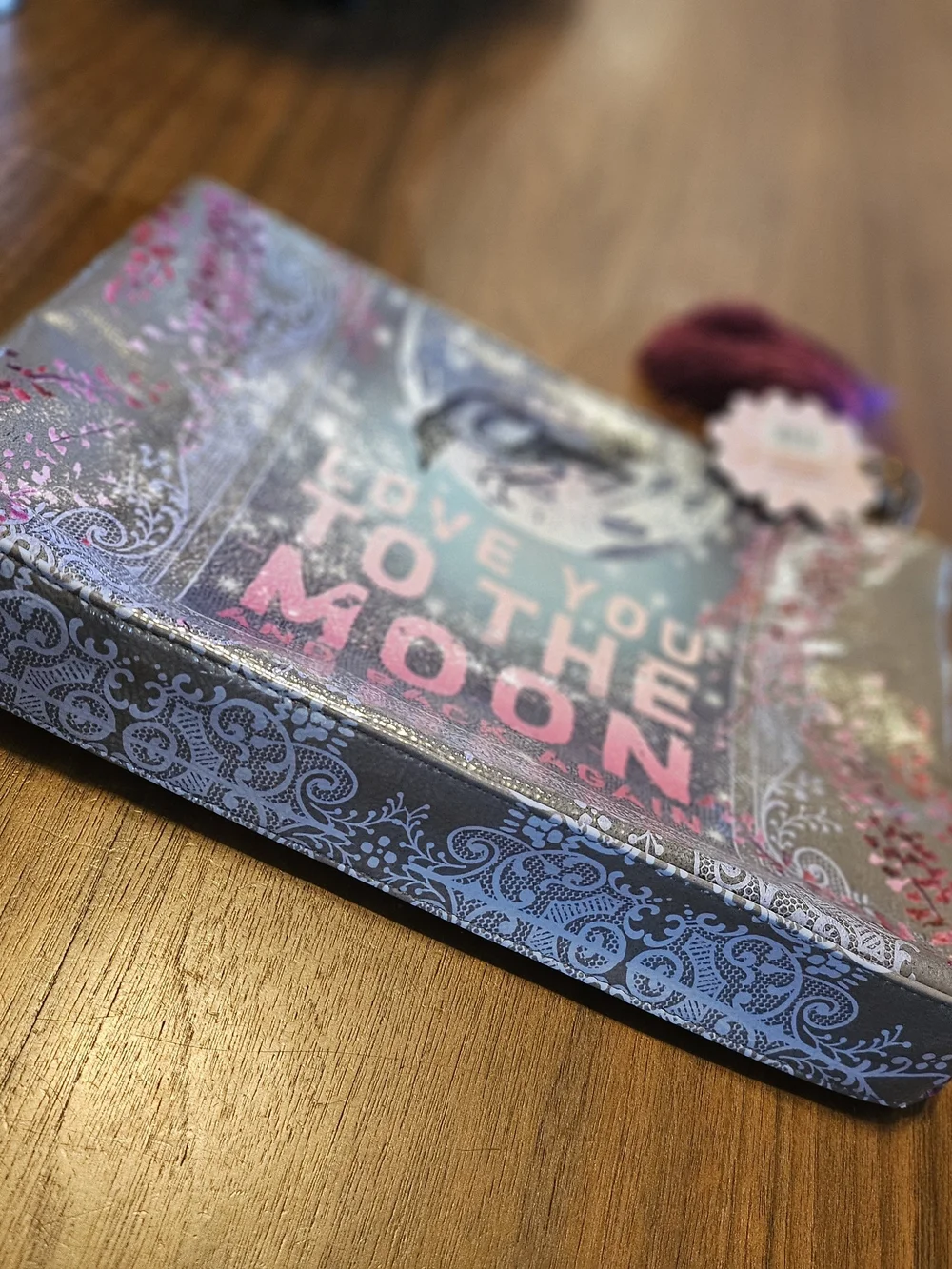 Payaya Art Pink Floral Love You To The Moon Faux Patent Leather Zippered Pouch